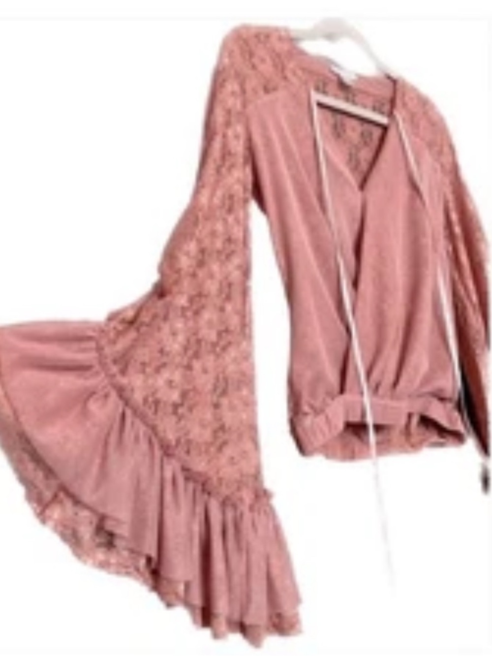 VENUS Dusty Rose Lace Layered Sleeve Top - Picture 2 of 8
